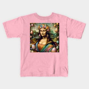 Easter Elegance: Mona Lisa with Easter Egg Kids T-Shirt